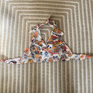 60s Novelty Print Caribbean Halter Crop Top